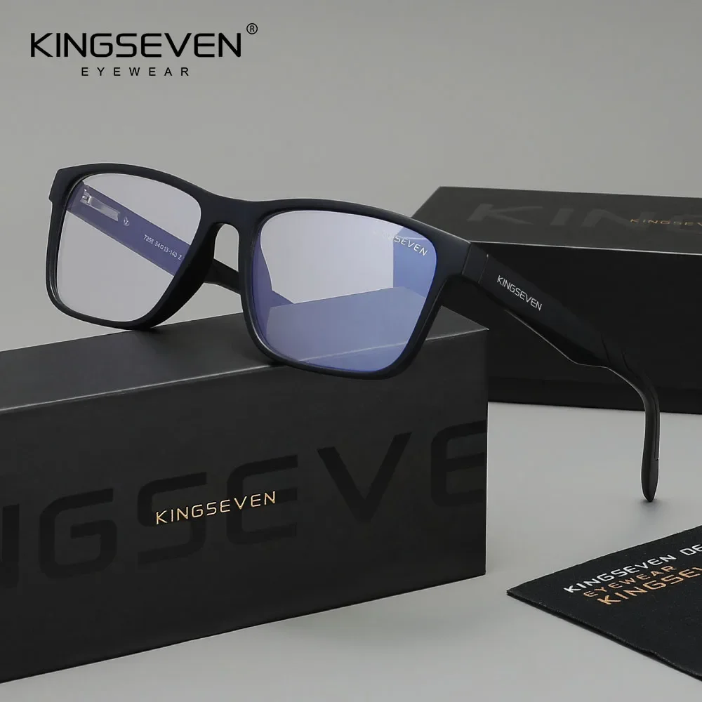 KINGSEVEN Anti-Blaulicht-Brille für Herren/Damen, Blaulichtblockierung, klassische rechteckige Computer-Schutzbrille, lindert Ermüdungserscheinungen