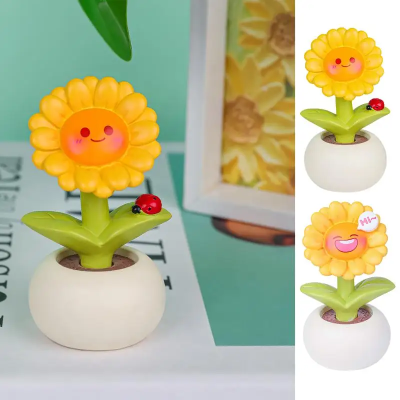 

Sunflower Statue Flower Pot Home Decor Statue Cute Small Figurine Collectible for Desktop Bookshelf Decoration