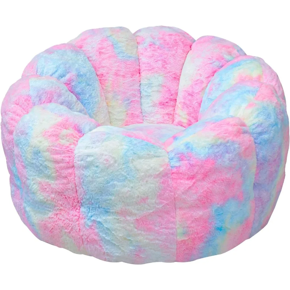 

Bean Bag Chairs for Adults with Filler, 42" Faux Fur Bean Bag Sofa Chair with High Back Support Petal Armrest Structure Design