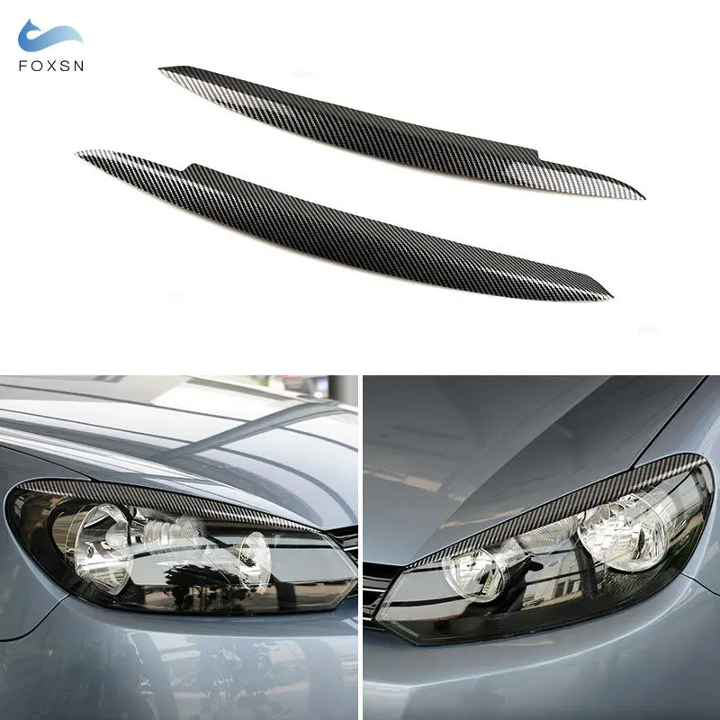 

ABS Carbon Fiber Texture / Glossy Black Car Accessories Headlight Eyebrow Trim Cover For VW Golf 6 MK6 GTI GTR GTD 2009-2013