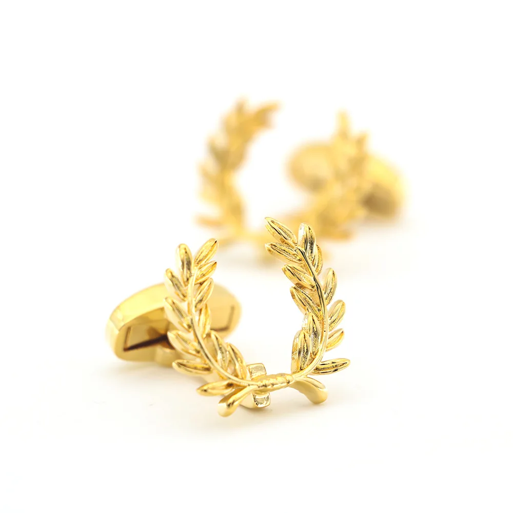 Exquisite Metal Bay Leaf Cufflinks Retro Victory Olive Branch Cufflink Men's Business Banquet Dress Shirt Accessories Decoration