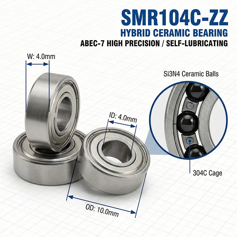 10pcs 4x10x4 SMR104 ZZ CB ABEC7 4x10x4 Stainless Steel Hybrid Ceramic Ball Bearing 4*10*4 Fishing Vessel Bearing SMR104C L1040ZZ