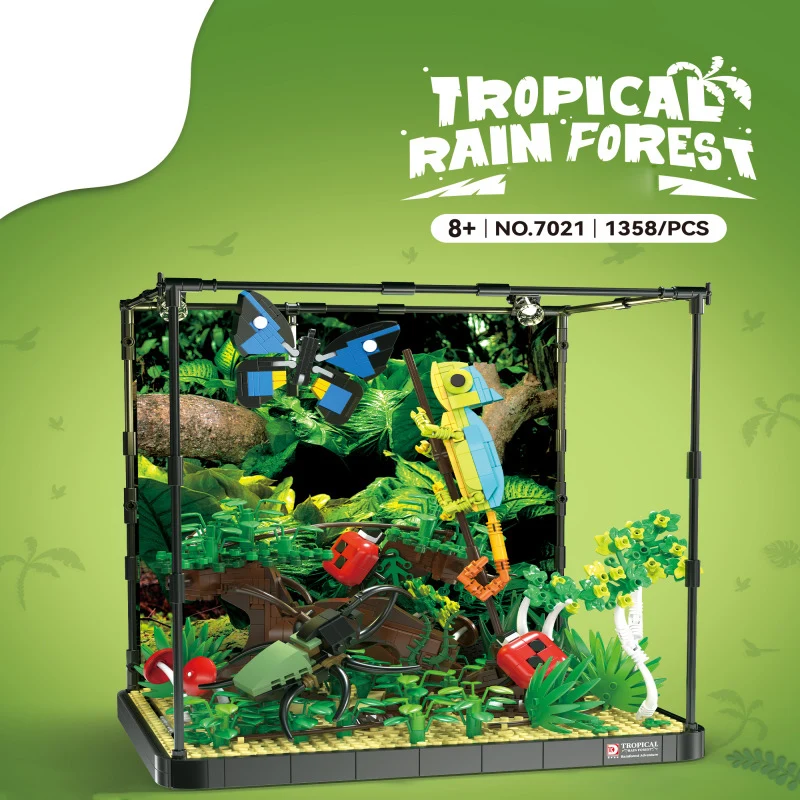 

Idea Block Miniature Tropical Rain Forest Scene Construction Sets Building Brick Lovely Animals Figures Toys For Kids Gifts