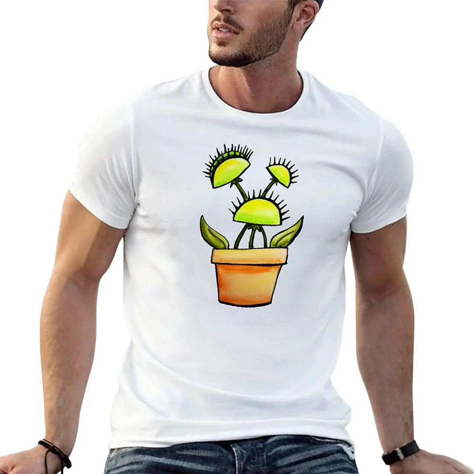 

Venus Fly Trap Watercolor T-Shirt t shirt man plain man t shirt cotton high quality t shirts designer T-shirt