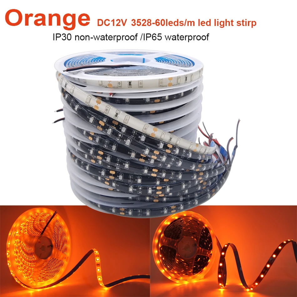 DC12V 3528 Orange led strip light 283560leds/m 120LEDs/m 8mm PCB Flexible Tape light stirp Tira Home Decor Lamp 5m 10m
