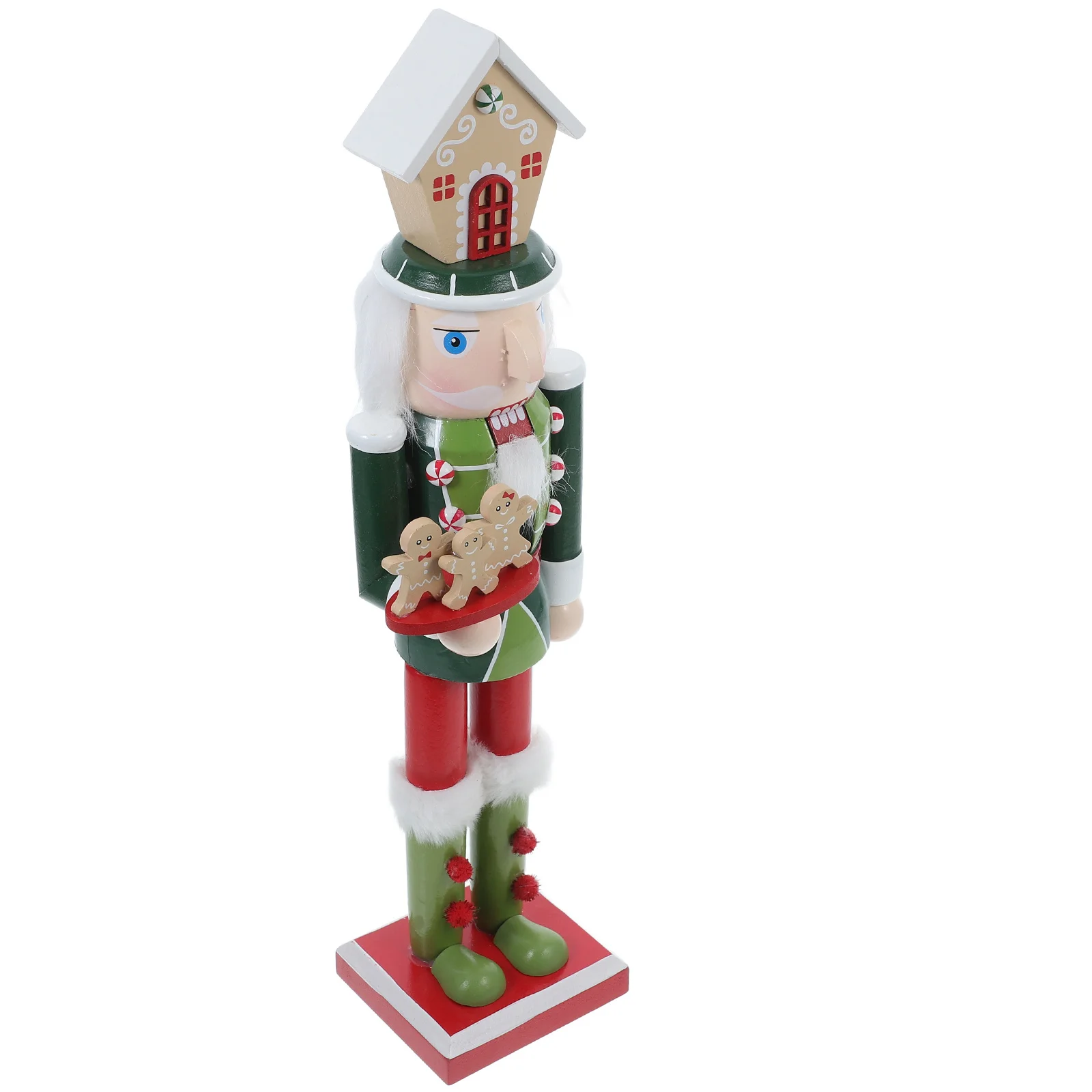 

Wooden Candy Gingerbread Nutcracker Decorative Christmas Home Decor Desktop Shelf Table Centerpiece Festive Xmas Nutcracker