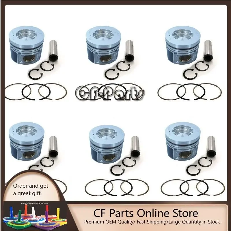 New 6 Sets STD Piston Kit With Ring S130A-E0100 Fit For Hino J08E Engine 112MM