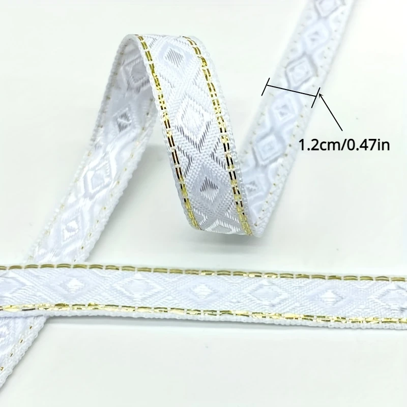 2Yards 12mm Vintage Ethnic Style Embroidery Ribbon Lace for DIY Clothes Bag Accessories Embroidered Fabric for Sewing Decoration