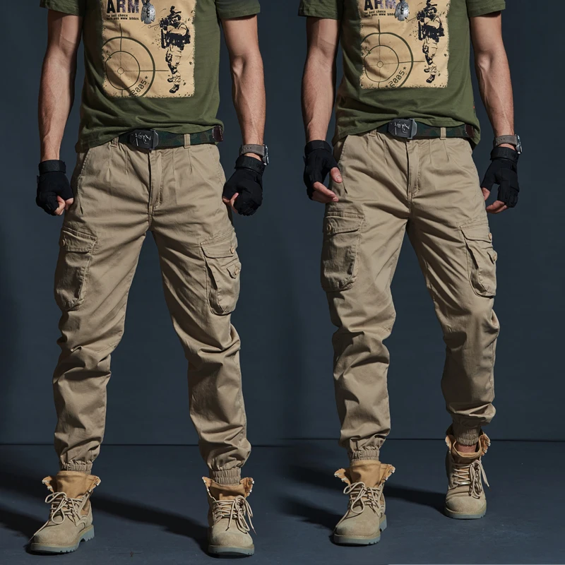 

Мужские свободные рабочие брюки-карго с камуфляжным принтом, повседневные, с эластичным поясом, молодежные, с множеством карманов, длинные