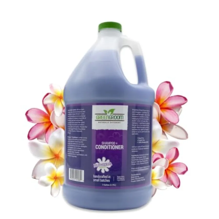 

Green Groom Dog Shampoo Plus Conditioner, 1 Gallon All Natural Ingredients, Detangles and Strengthens, Renews Moisture, 2 in 1,