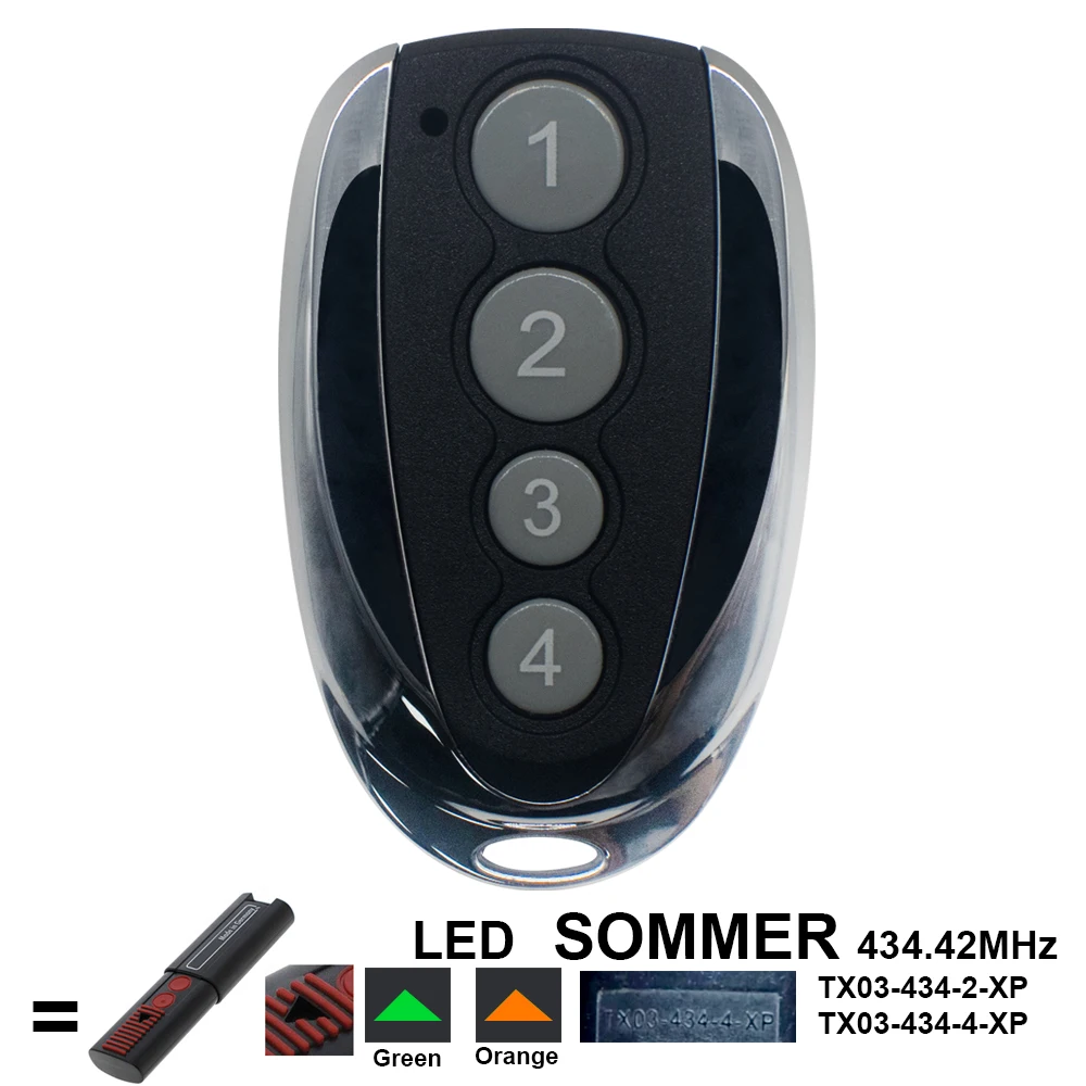 Imagem -03 - Sommer-garage Door Controle Remoto Portão Abridor de Comando Transmissor Chaveiro Botões 4013 4014 Tx034342 43442 Mhz