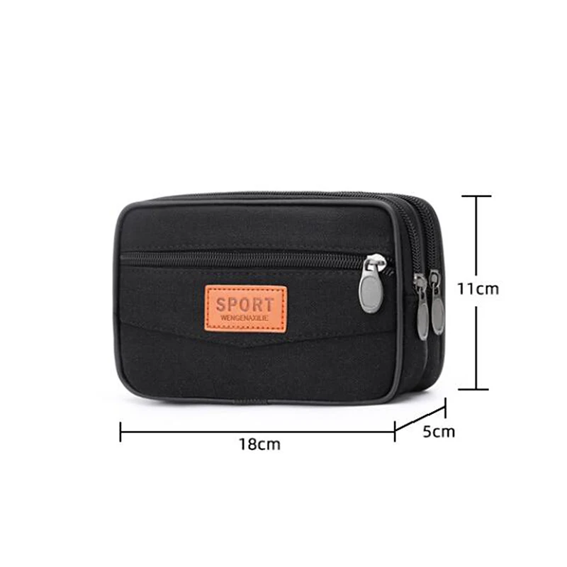 Multi Layer Men Phone Pouch Belt Waist Bag Fanny Pack Canvas Purse Small Pocket Design Belt Pouch Purse Bag For Phone New