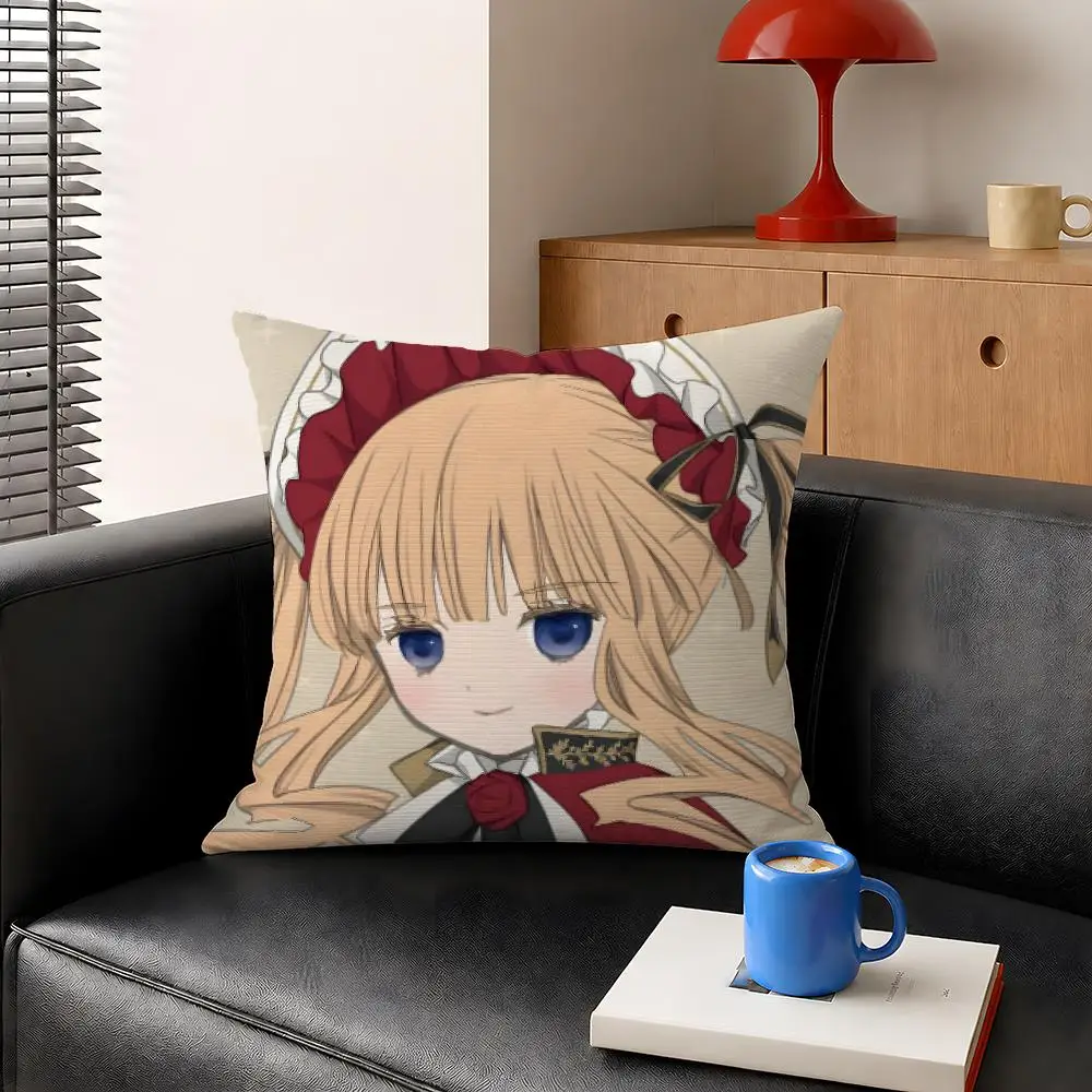 Anime Rozen Maiden Shinku Suigintou Cushion Cover Decorative Pillowcase Soft Short Plush Cozy Durable Sofa Home Decor Items Gift