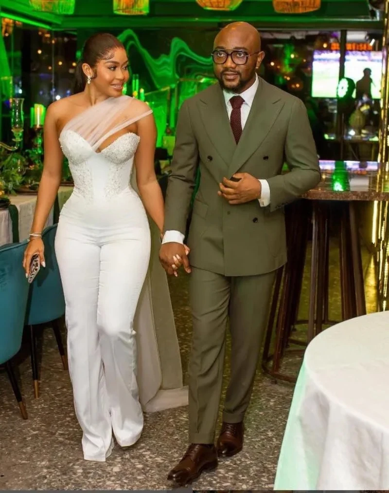 Modern Women Jumpsuits Wedding Dress Sweetheart Strapless Second Reception Gown Corset Lace-Up Customized Bride Wear