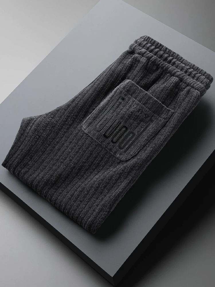 

High-End Chenille Men's Casual Sweatpants Slim Fit Trendy Warm Spor Long Pants Autumn Winter Faionable Youth Polyester Co...