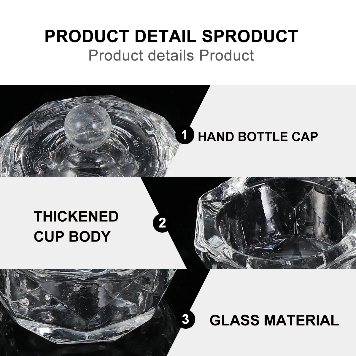 2 個ネイルアートクリスタルカップアクリル八角形液体パウダーホルダープロフェッショナルサロンホームマニキュア用品クリスタルネイルアートカップ