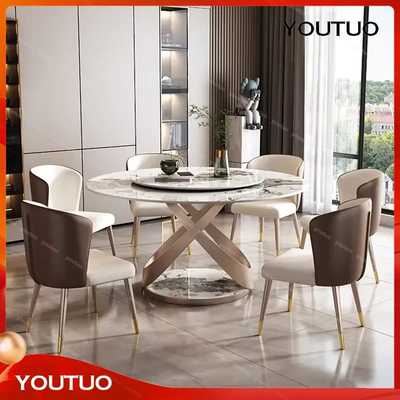 Luxury Round Dining Table Latest Designer Modern Dining Table with Chairs Wholesale High End Dining Table Set