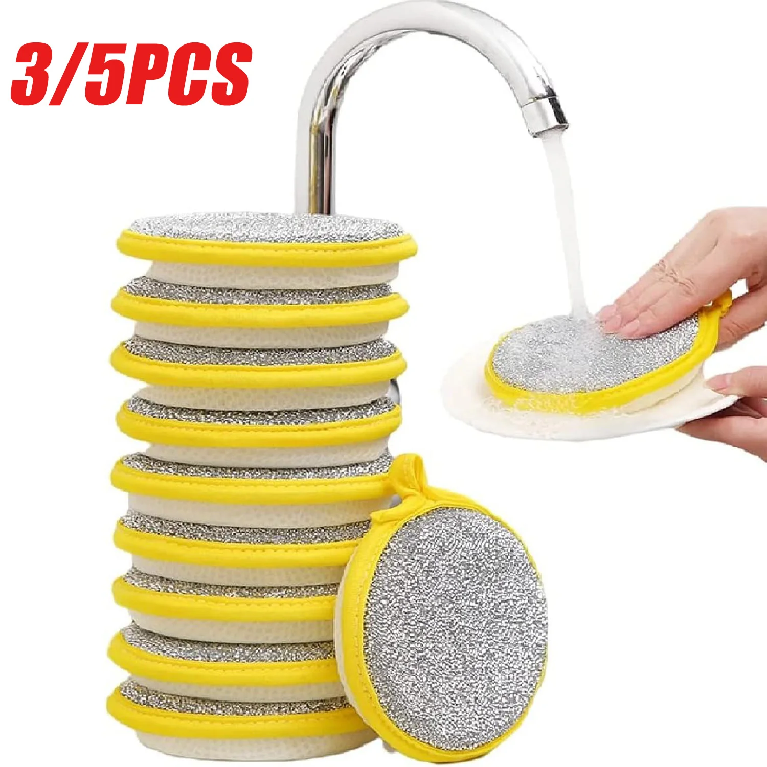 3/5PCS Double Side Dishwashing Sponge Multi-Purpose Kitchen Sponge Scrubber Pan Pot Dish Wash Sponges Kitchen Cleaning Tools