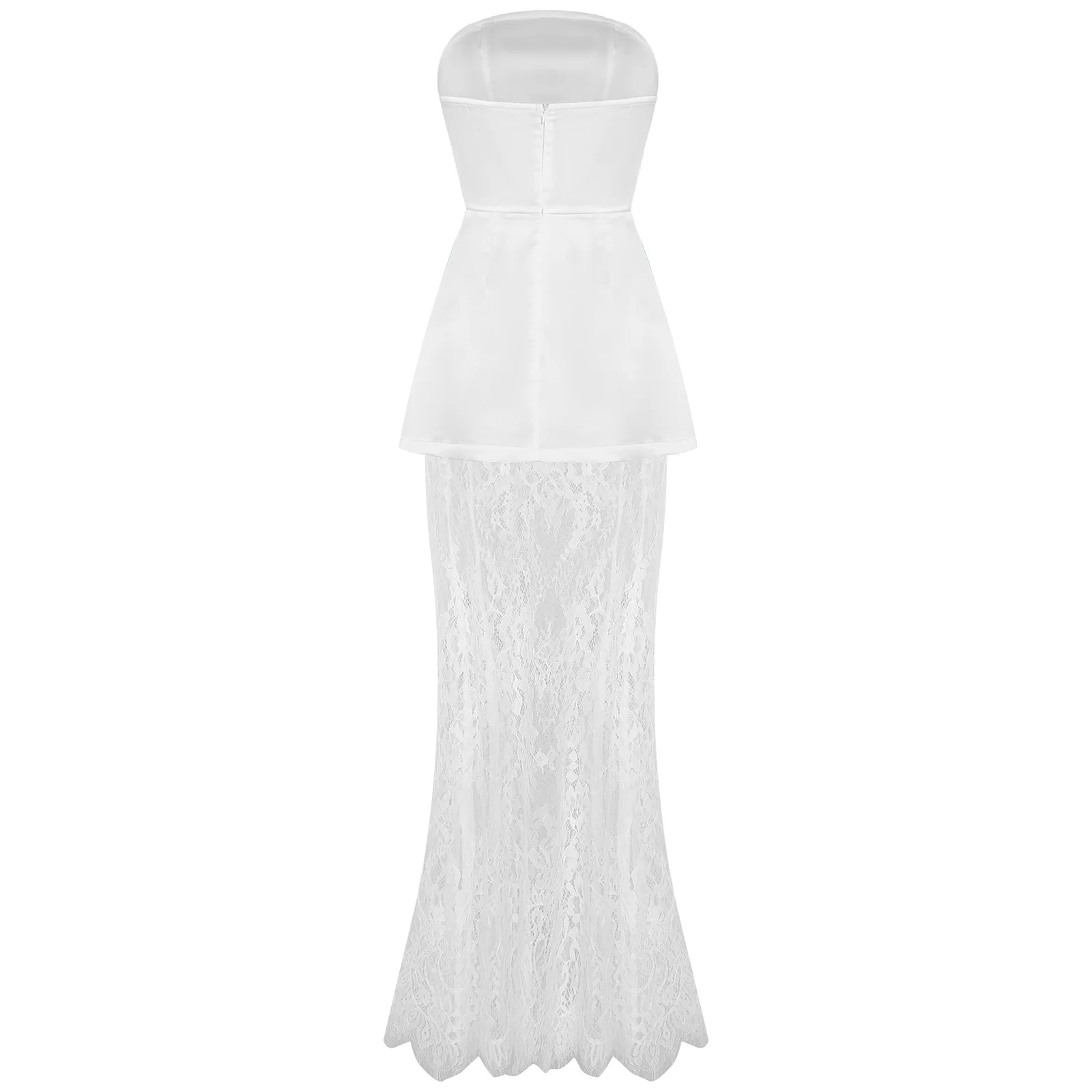 Robe de Cocktail pour femmes, robes de soirée de bal, sans bretelles, en dentelle florale transparente, robes Maxi pour Occasions spéciales, tenues féminines
