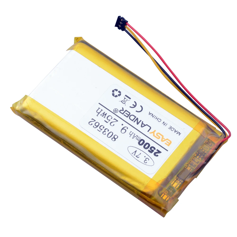 3-проводной разъем 3,7 В 2500 мАч 803562   Литий-полимерная литий-ионная аккумуляторная батарея для велосипедной видеорегистратора DVR GPS SIGMA ROX12.0