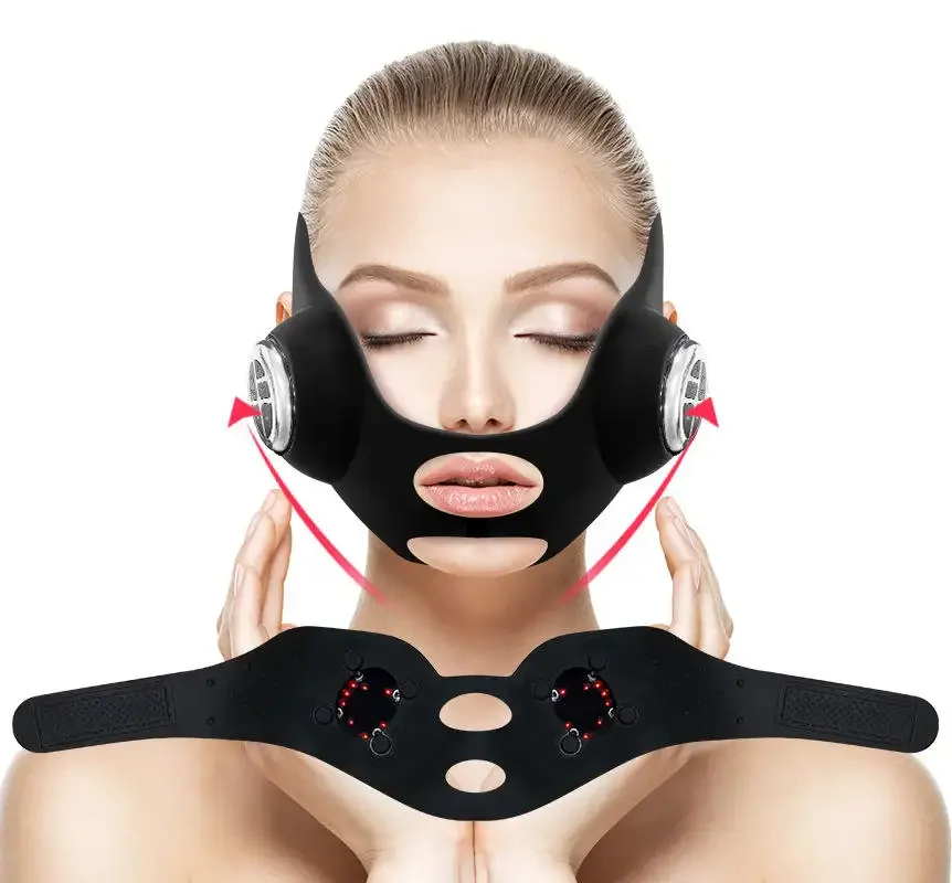 Best Quality  Electric V Face Lifting Slimming Device  Massager Chin Red Blu-Ray Facial Vibration Beauty Instrument for Women