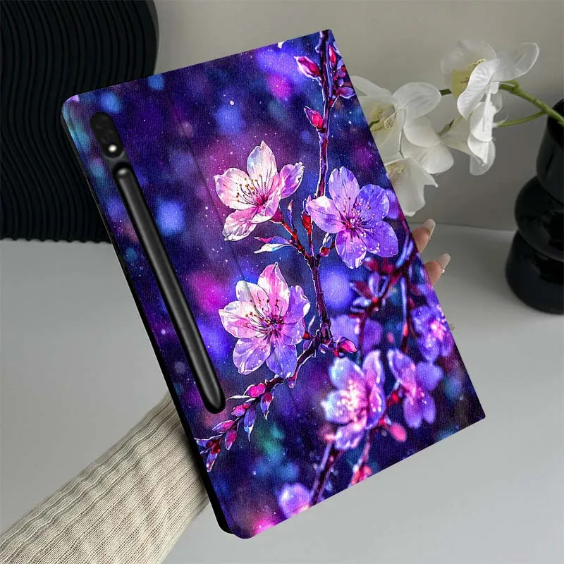 

Purple Cherry Blossom Petals Gift Tablet Case For Samsung Galaxy Tab S7 S8 S9 S10 FE Lite