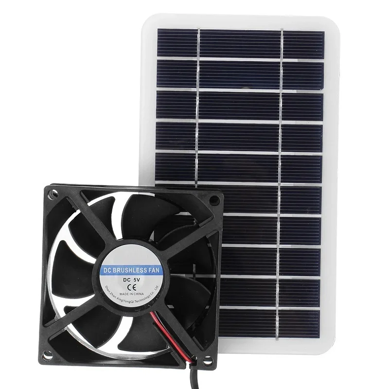 2W 5V Semi-flexible Solar Panel Charger Powered 8*8CM Small Size Air Flow Exhaust Fan Single Wind Speed for Pet House 2PCS