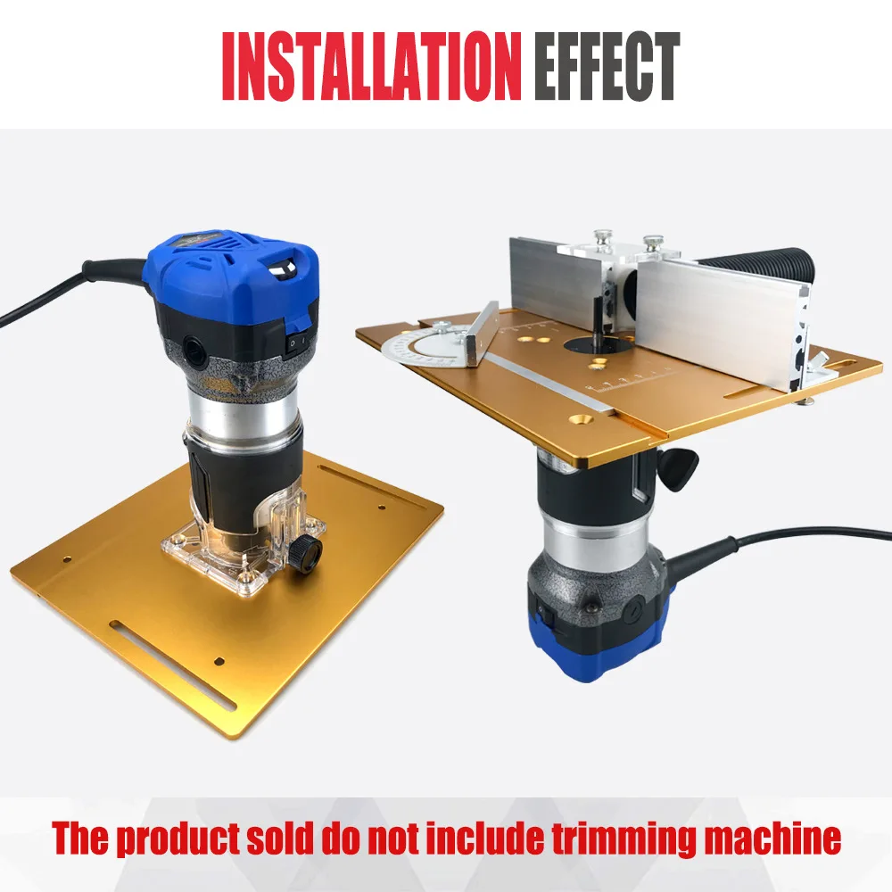 Aluminum Router Table Insert Plate with Miter Gauge Guide Fence Sliding Brackets for Woodworking Benches Table Saw Trimming
