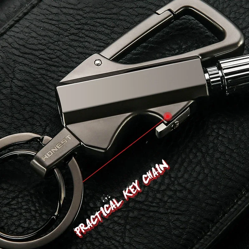Porte-clés Portable multifonctionnel d'extérieur, briquet rechargeable, coupe-vent en métal, outil d'allumage de Camping, Gadgets pour hommes