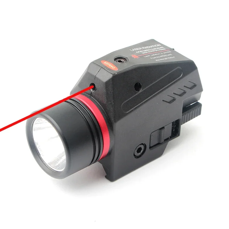 Tactical LED Weapon Gun Light Flashlight with Red Dot Laser Sight Hunting Airsoft Pistol Mini Gun Light for 20mm Rail