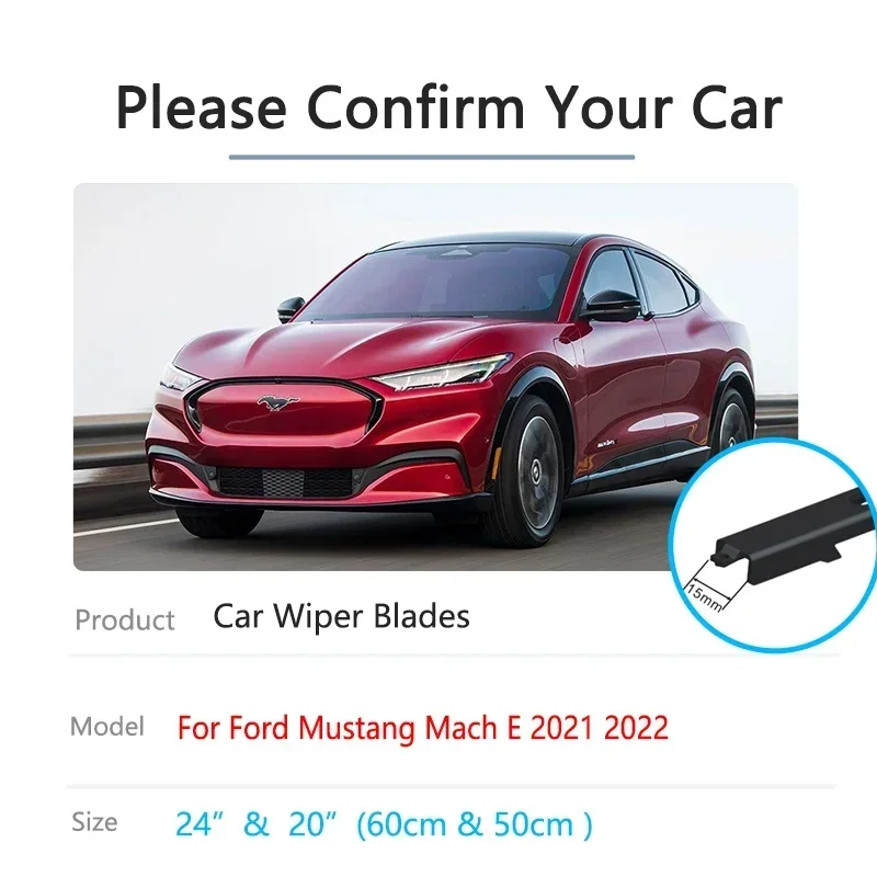 For Ford Mustang Mach E 2021 2022 Rubber Strip Refill Front Wiper Blades Window Windshield Windscreen Brushes Cleaning Parts