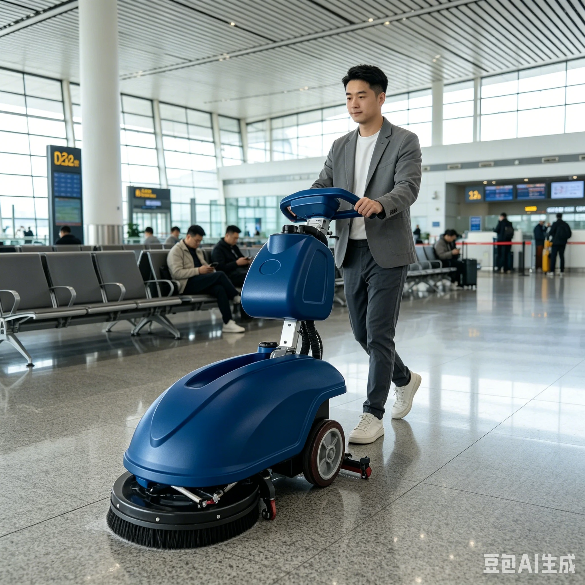 Lightweight Walk-Behind Floor Scrubber for Narrow Spaces