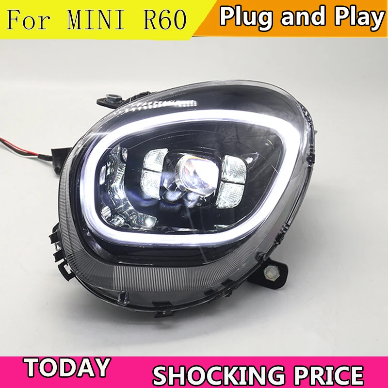 Car Lights For Mini Countryman R60 2007-2016 LED Headlights Start-Up 7 Color Animation DRL Dynamic Turn Signal Lamp Bifocal Lens