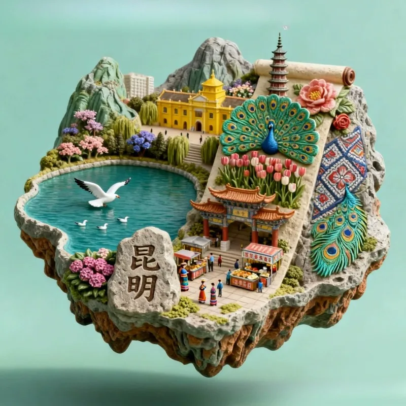 China Metallic Fridge Magnets Zhangjiajie Souvenirs Putuoshan Guangxi Beijing Shanghai Lanzhou Qinghai Nanjing Fridge Stickers