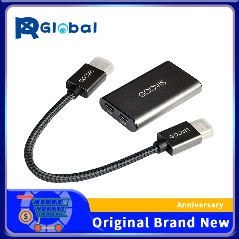 Goovis HDMI-zu-Typ-C-Adapter für GOOVIS Young, am Kopf montiertes Display, HD-4K-Konverter, tragbarer USB-C-Videoadapter, Schwarz