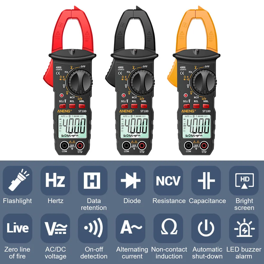 

Car Electronics Tester Multimeter Ammeter Voltage Tester Digital Clamp Meter DC/AC Current Amp Hz Capacitance NCV Ohm Test Tools