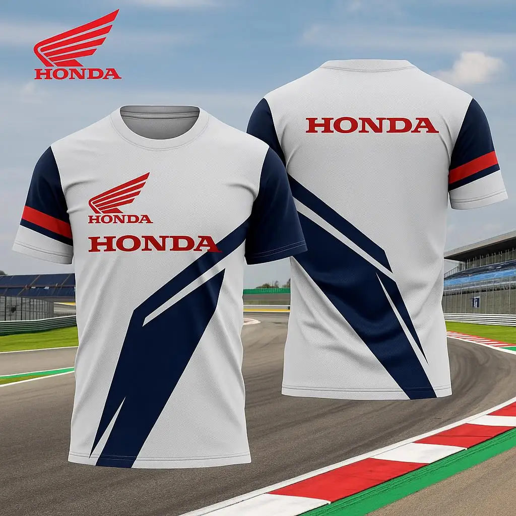 

Мужская футболка Honda 2026, летняя дышащая быстросохнущая футболка с короткими рукавами, удобный байкерский трикотажный топ