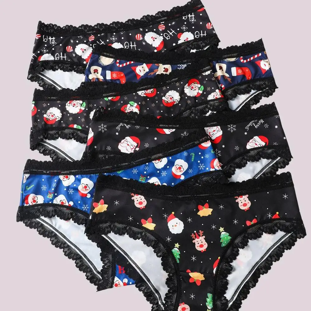 Christmas Style Lingerie Sexy Women Student Sweetheart Women's Pantie Kawaii Sexy Underwear Fashion Girl Skin-Friendly Soft Lace