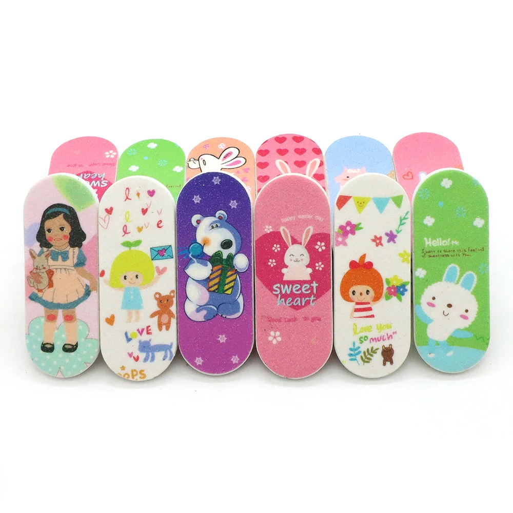 50/100 Pcs Set Mixed Pack Cartoon Nail Files Double Sided Mini Reusable Sanding Travel Size  Manicure Tools Beauty Nail Art Gift