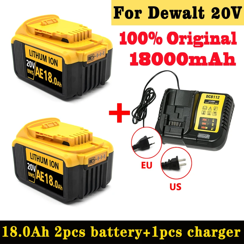 100% Original 18000mAh 20V for Dewalt Power Tool Battery DCB206 20V 18.0Ah Battery DCB206 20V Battery DCB205 DCB200