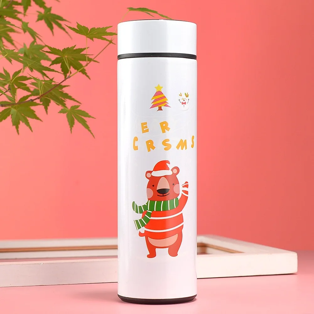 Customized Logo Image Picture  insulated cup LED touch display temperature straight  water cup couple mug creative business gift