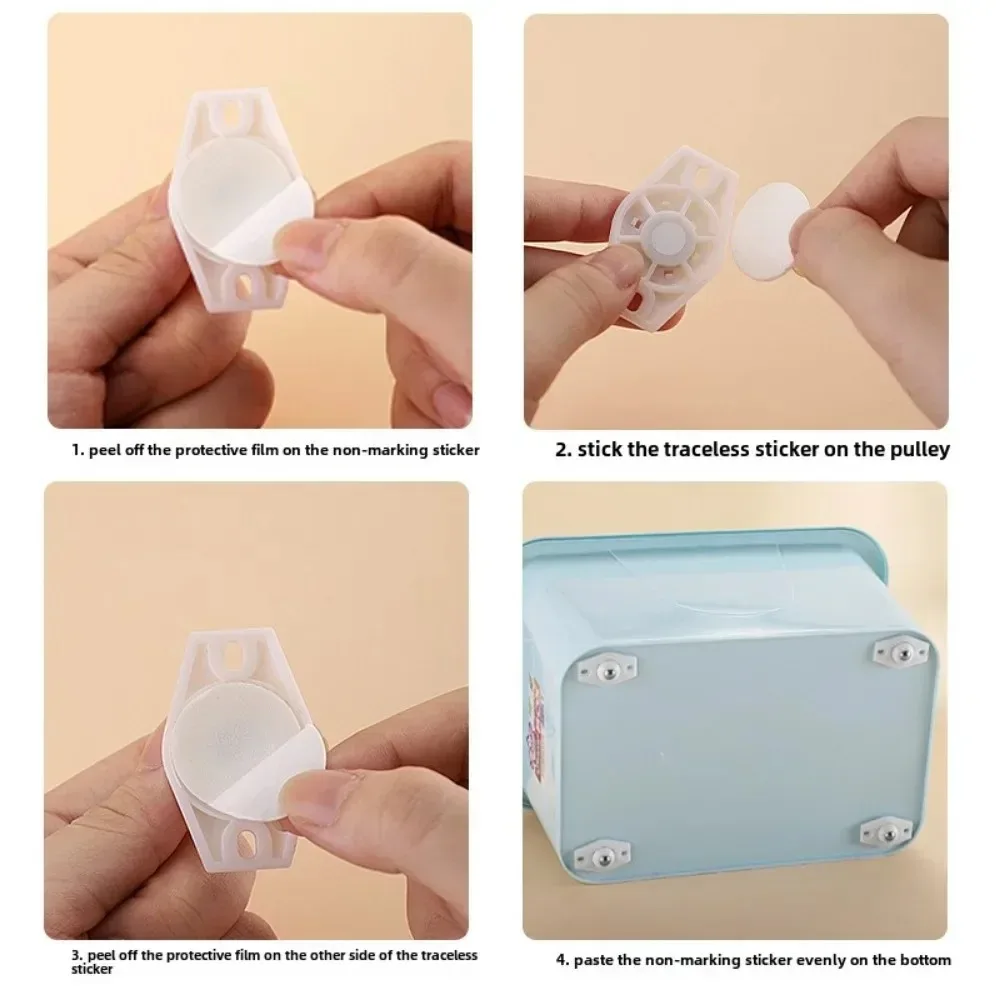 4pcs/set Furniture Self-adhesive Rollers, Stainless Steel, 360 Degree Universal Swivel Casters, Pulleys, Box Swivel Wheels
