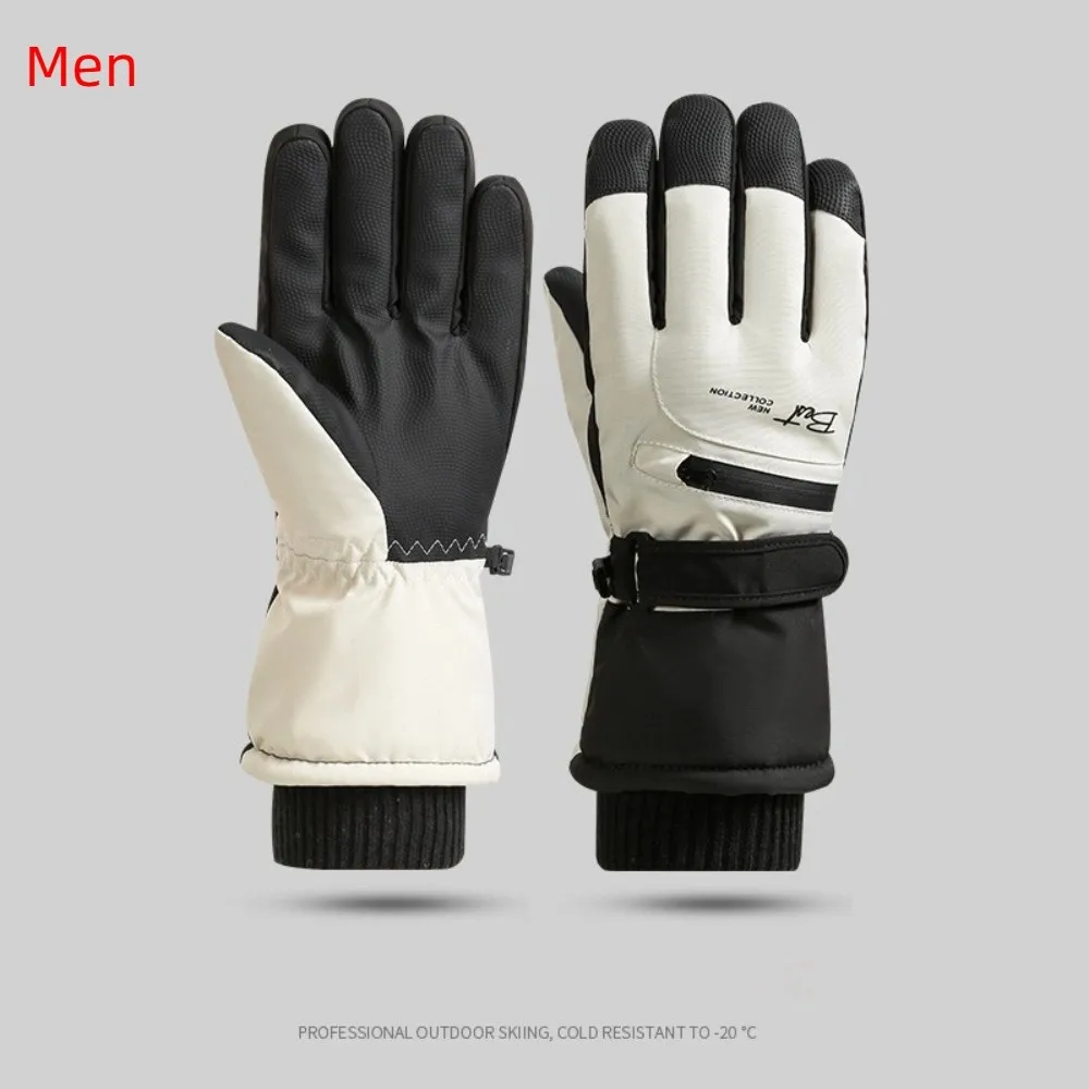 

Non-slip With Zippered Pocket Ski Gloves Full Finger Winter Warm Gloves Riding Thicken Motorcycle Gloves Outdoor Sports