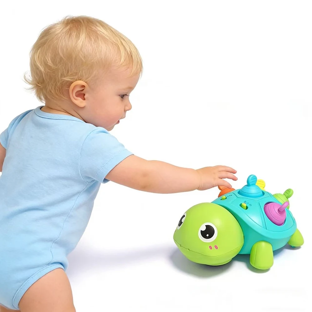Crawling Turtle Baby Toy Musical Light Up Interactive Toy for 0‑12 Months Baby Tummy Time Newborn Gift