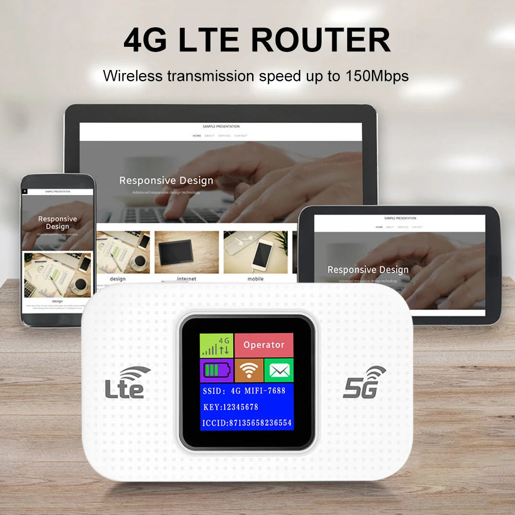 4G WiFi 6 Mobile Hotspot Router Support 10 Users with SIM Card Slot Wireless Router Portable WiFi Hotspot for Home Travel