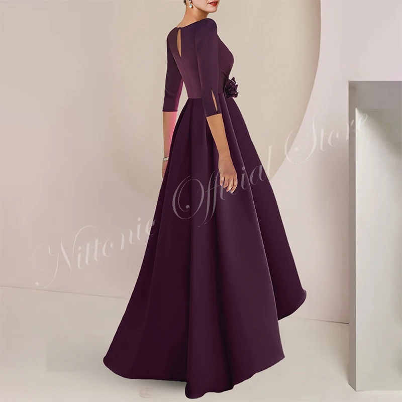 Long Elegant Mother of the Bride Dresses V-Neck Half Sleeve A-Line Cut Out Wedding Guest Party Skirt for Women 2023 Evening Gala