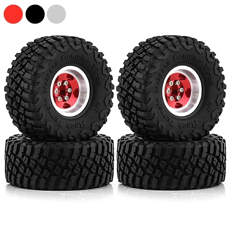 

RC 4pcs 57mm Metal 1.0" Beadlock Wheel Rim Rubber Tire Set for 1/18 1/24 RC Crawler Axial SCX24 AX24 TRX4M FCX24 Upgrade Parts