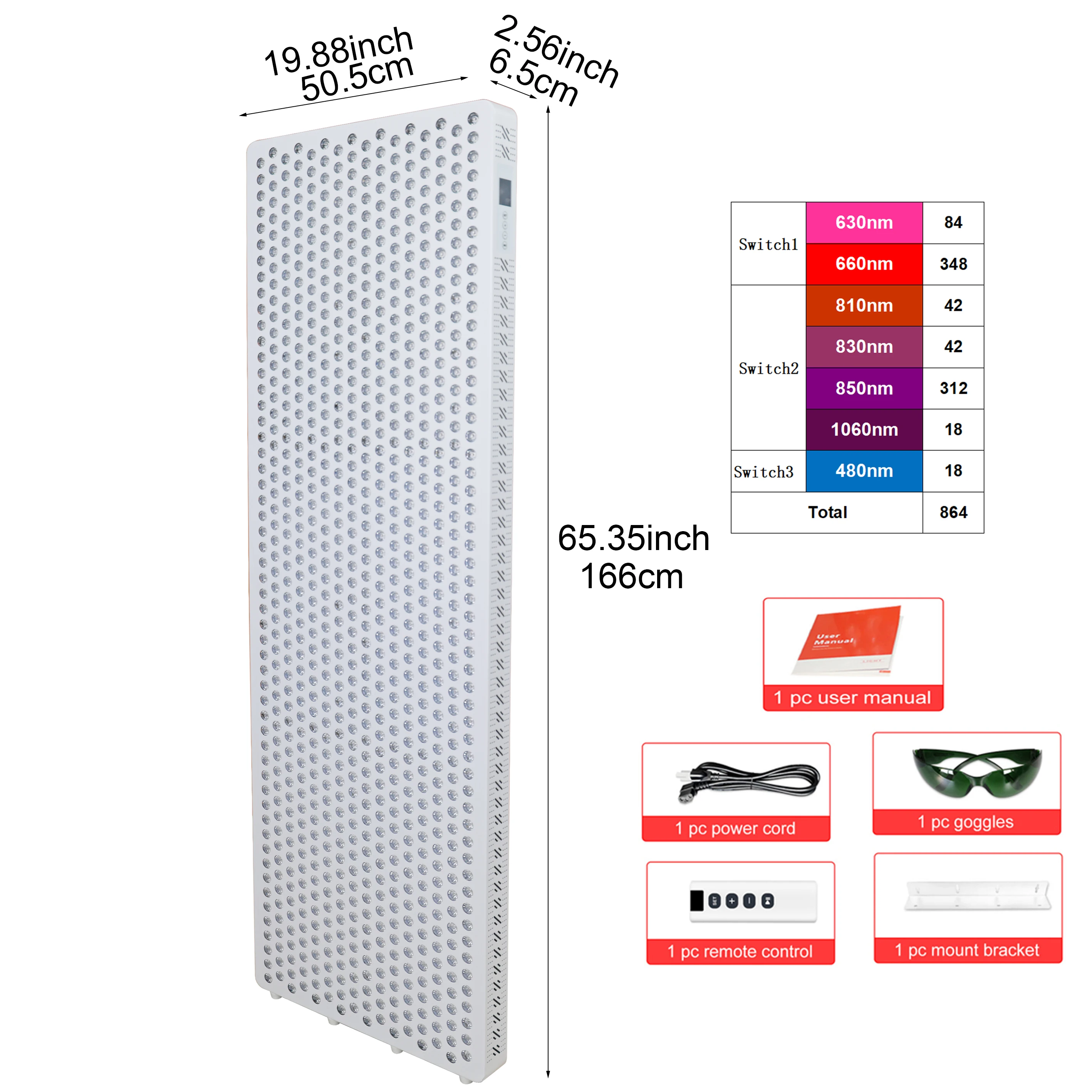 

Pro Infrared Red Light Therapy Panel For Commercial Use 630 660 810 830 850 480 1060nm Nir Red Light Therapy Light Large Panel