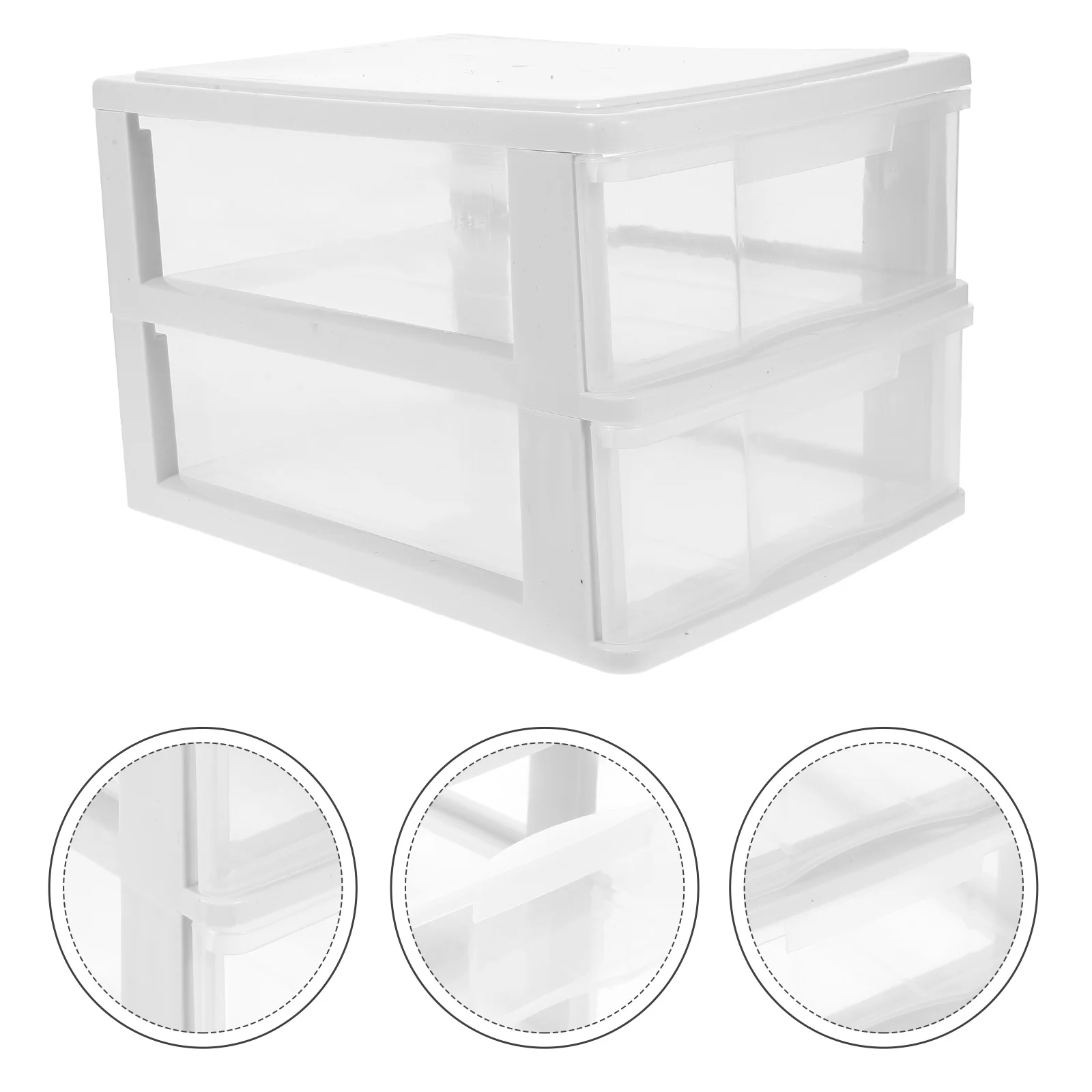 

Transparent Two layer Drawer Stackable Desktop Storage Box White Frame Office Stationery ganizer Desk Drawer Storage