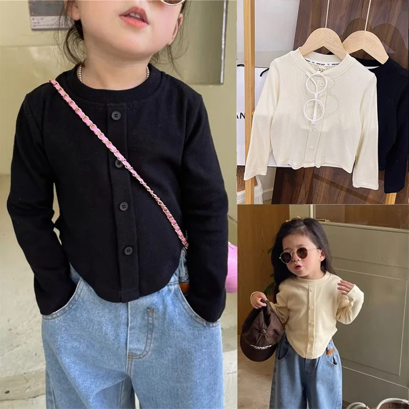 

2025 spring new children's casual bottoming shirt long-sleeved girls' Korean version versatile baby girl elastic foreign style t